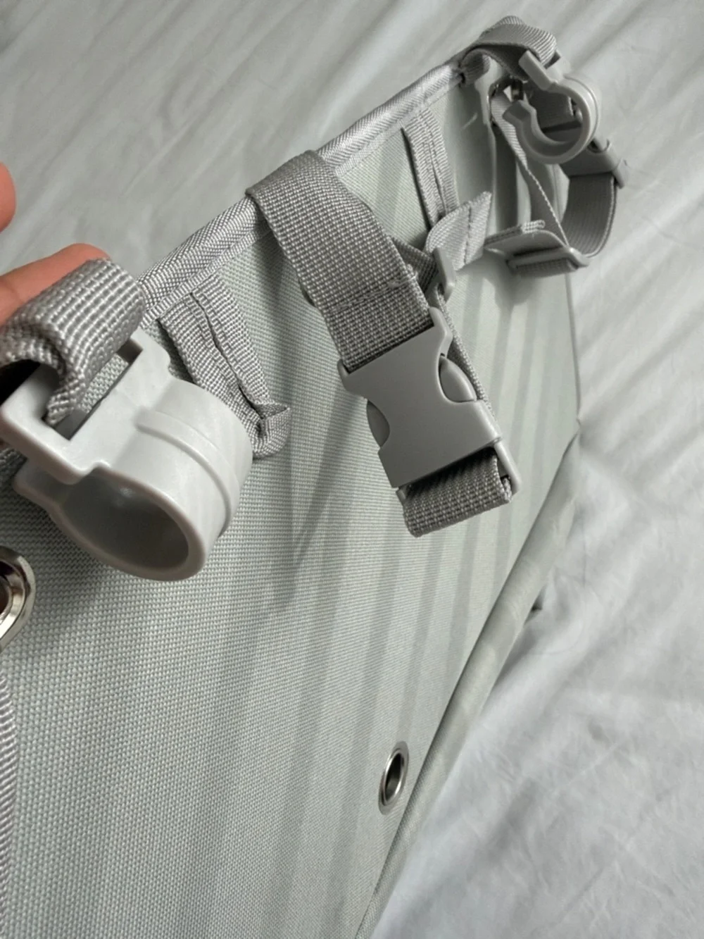 Gray crib Organizer hanging diaper caddy for baby